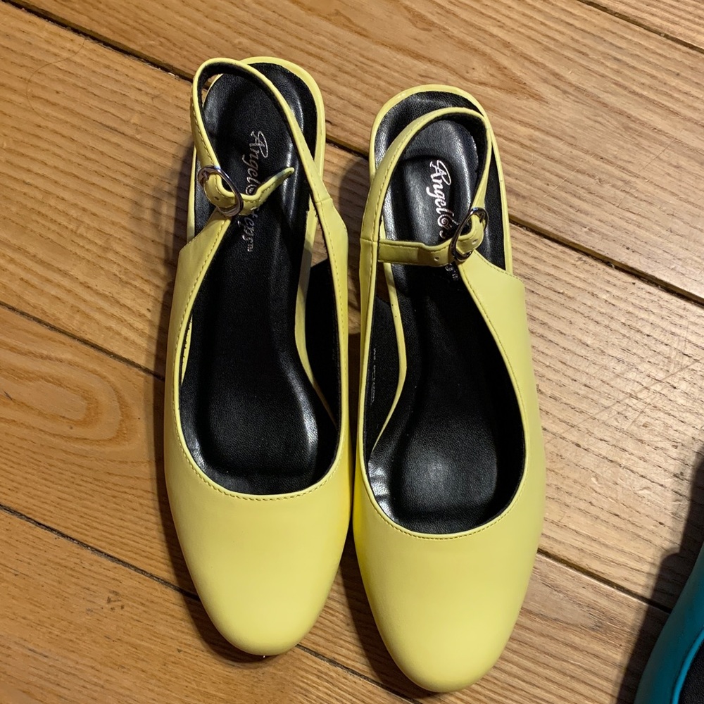 Angel Steps Yellow Slingback Mules